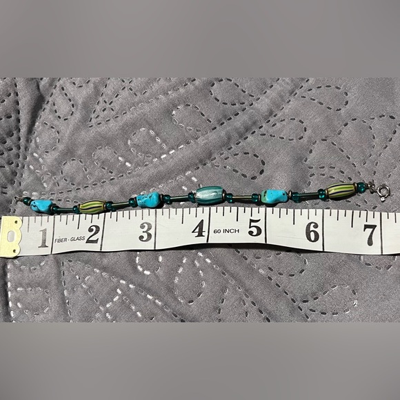 Marcia Fossey- historical glass beads - turquoise bracelet & earring set - Picture 4 of 4